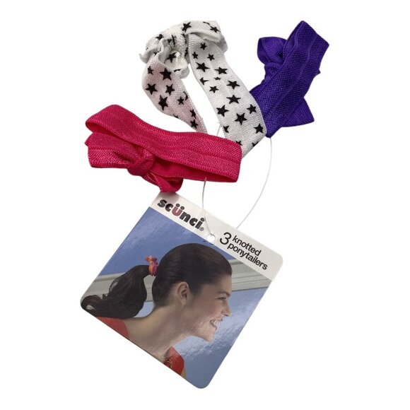 Scunci Knotted Ponytailers 3 Pcs Lot of 2 Hair Accessories Multicolor Bow - Picture 4 of 5
